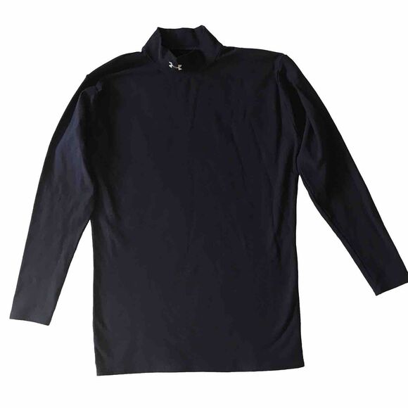 Under Armour Shirt Men XL Blue Gaiter Mock Neck Fitted Coldgear Logo Base Layer - Picture 1 of 8
